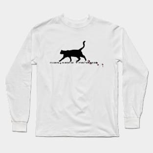 The black cat with paw prints Long Sleeve T-Shirt
